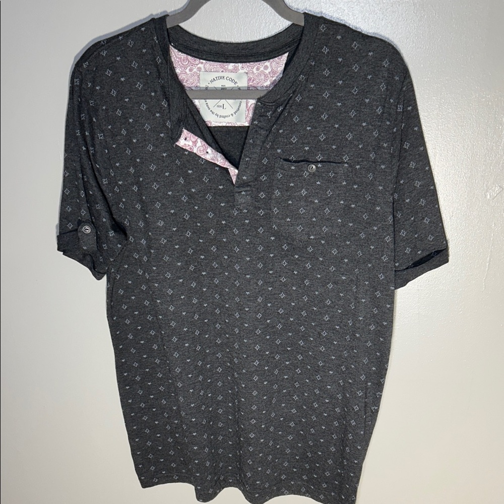 Native Charcoal Patterned Short Sleeve Tee